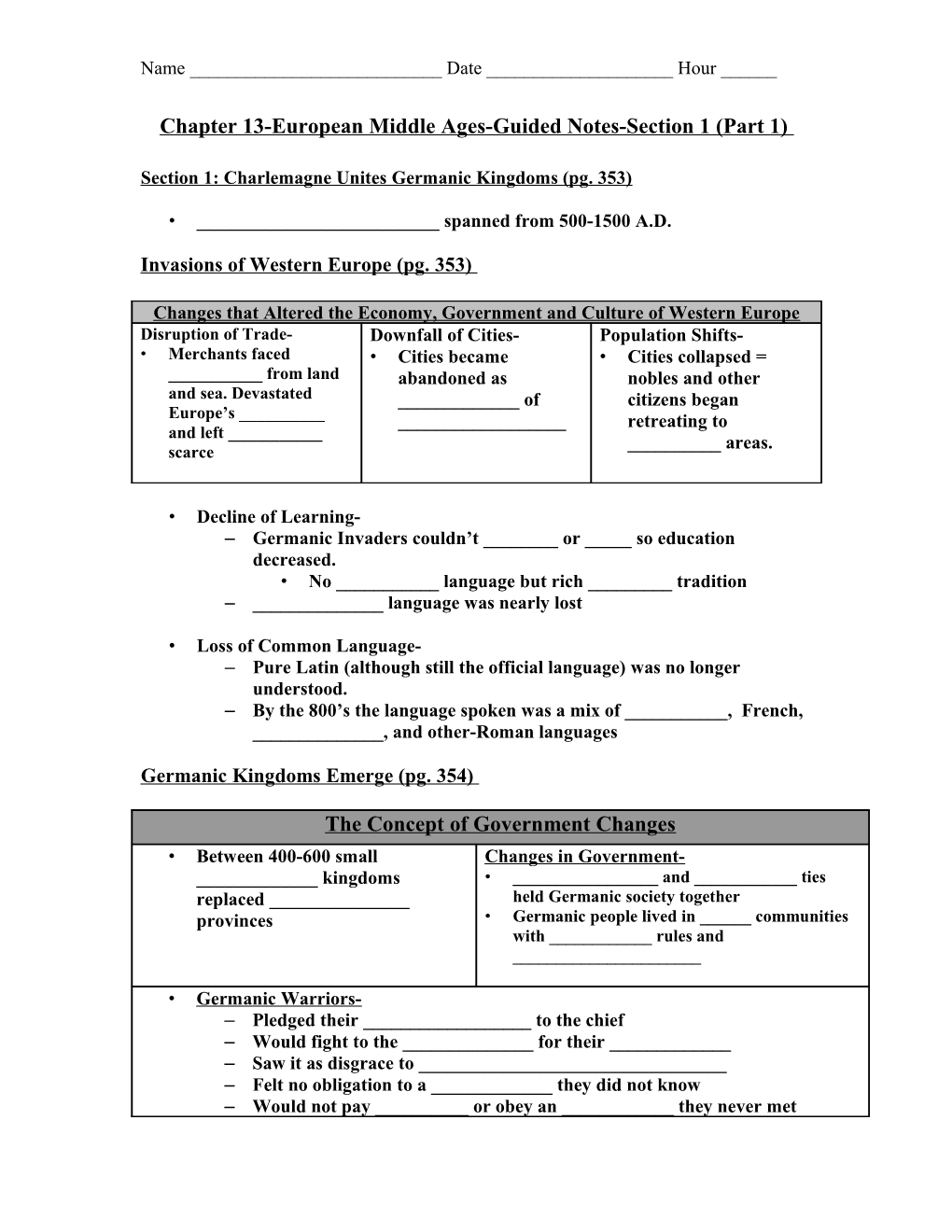 Chapter 11-The Byzantines, Russians and Turks Interact Guided Notes-Section 1 (Part 2)