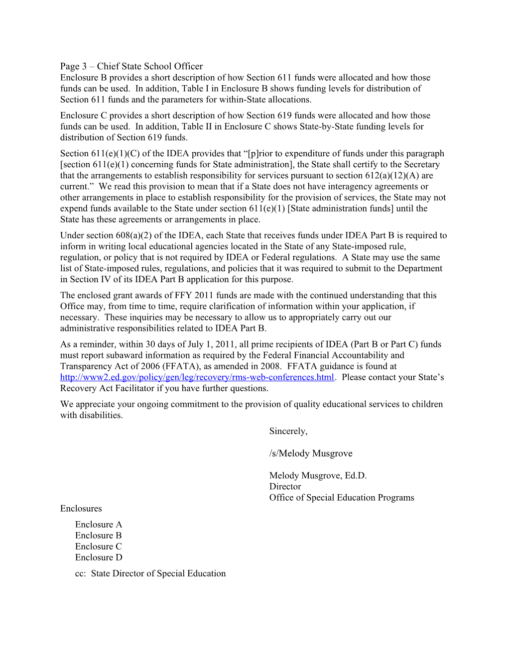 Puerto Rico IDEA 2011 Part B Grant Award Letter (MS WORD)