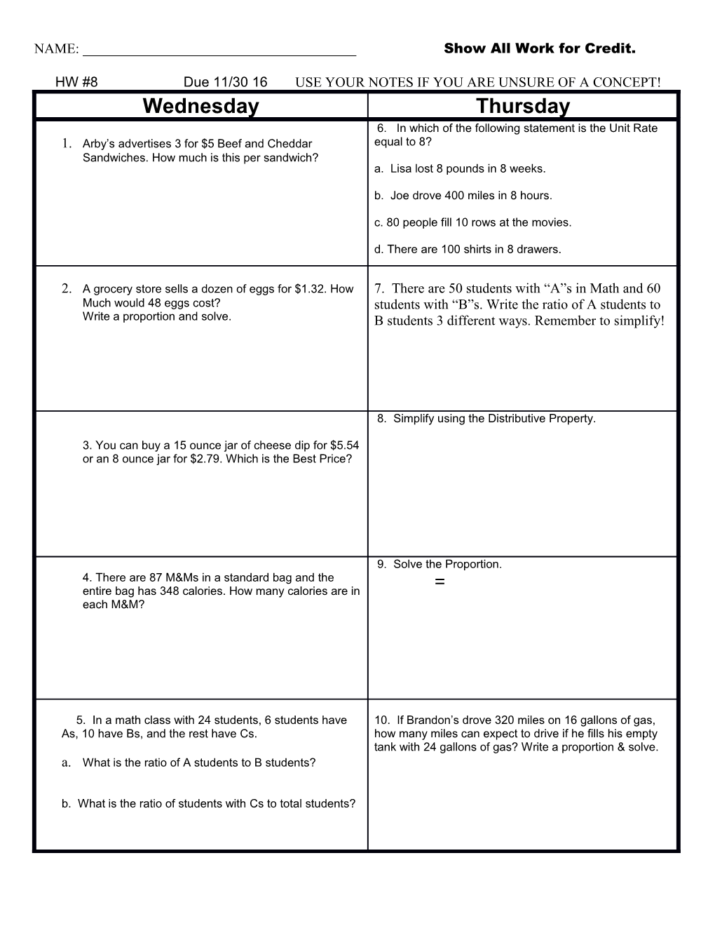 Weekly Homework Sheet s9