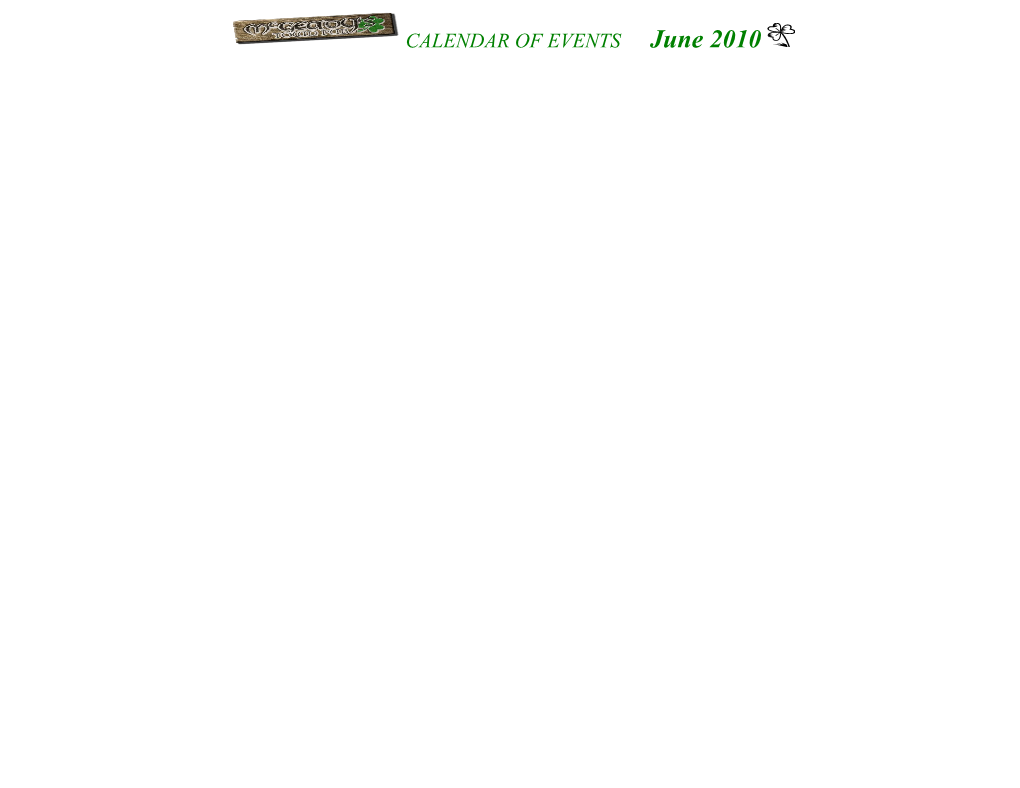 Calendar of Events June 2010