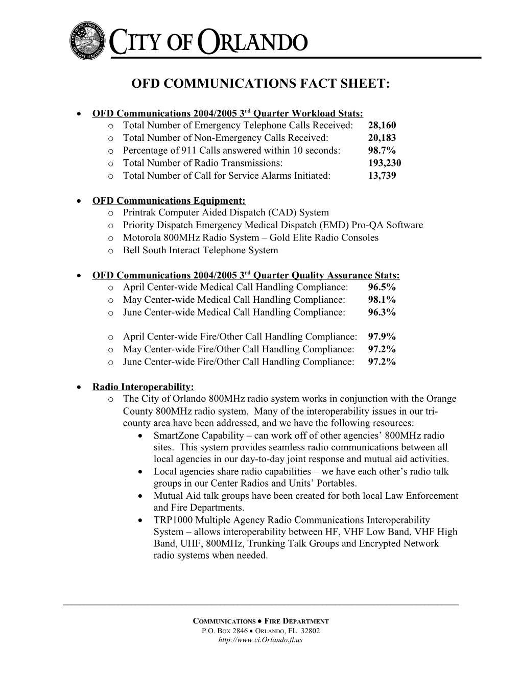 Ofd Communications Fact Sheet