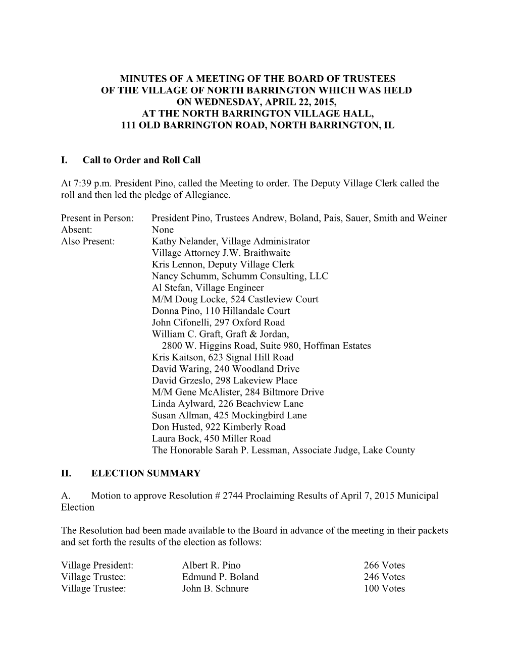 Minutes of the Public Hearing Held by the Board of Trustees s1