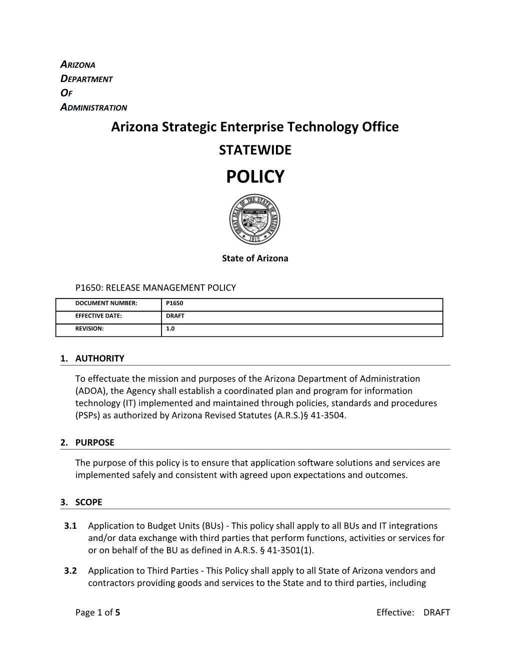 P1650 Release Management Policy