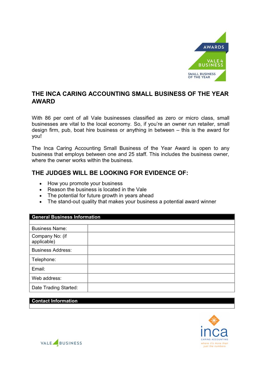 The Inca Caring Accountingsmall Businessof the Year Award