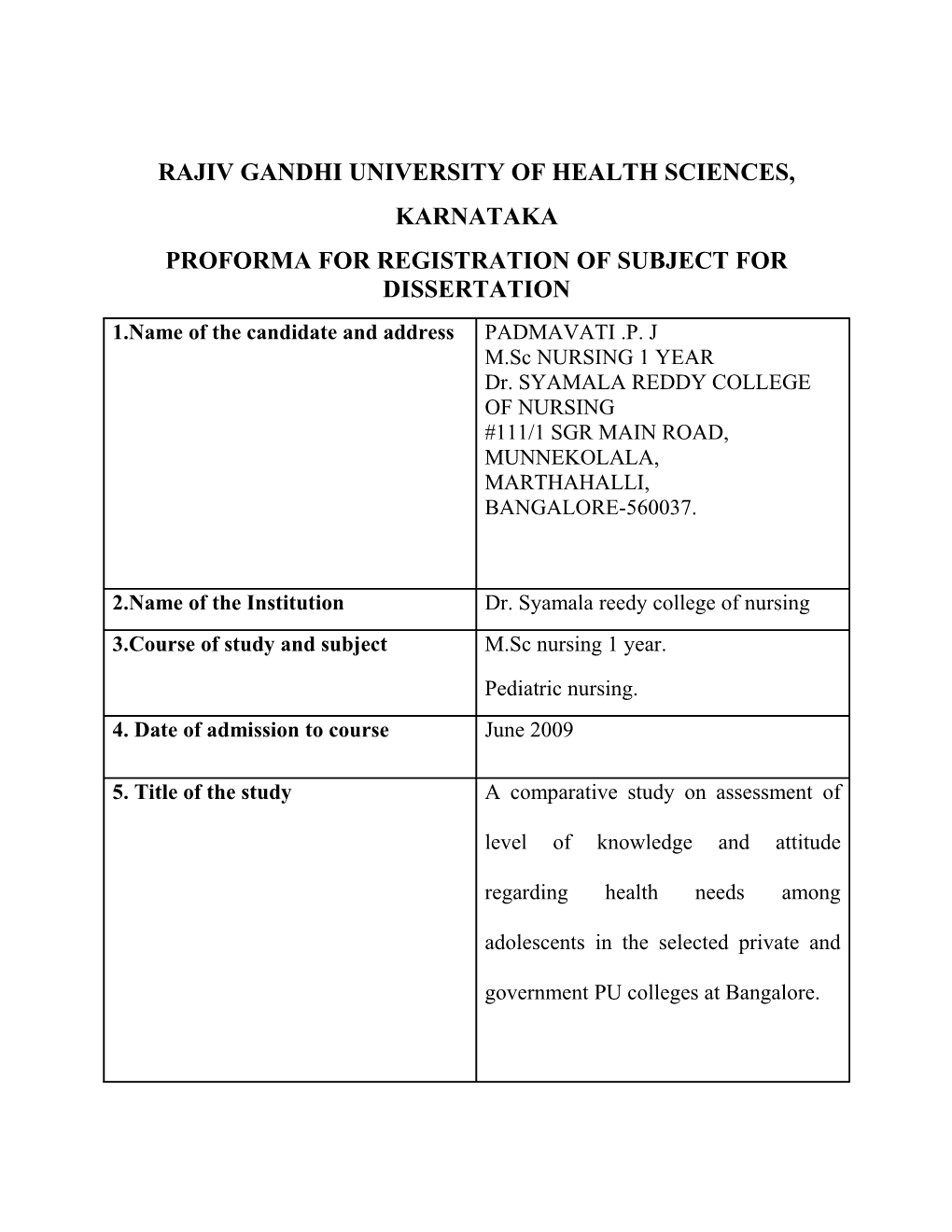 Rajiv Gandhi University of Health Sciences s271