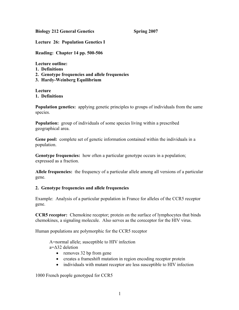 Biology 212 General Genetics s1