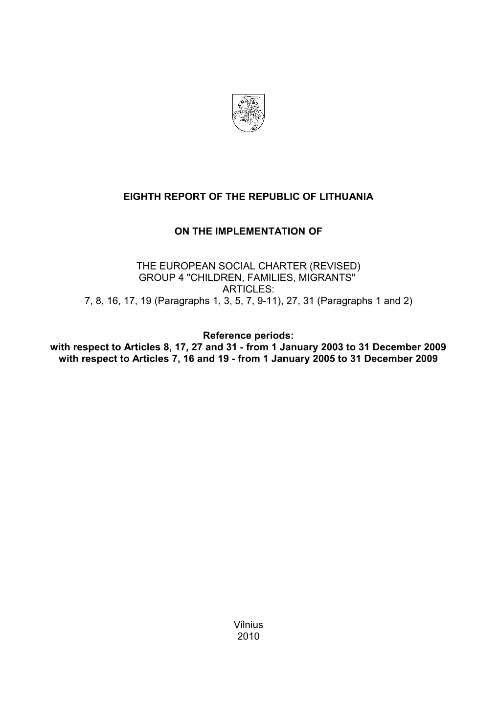 Eighth Report of the Republic of Lithuania