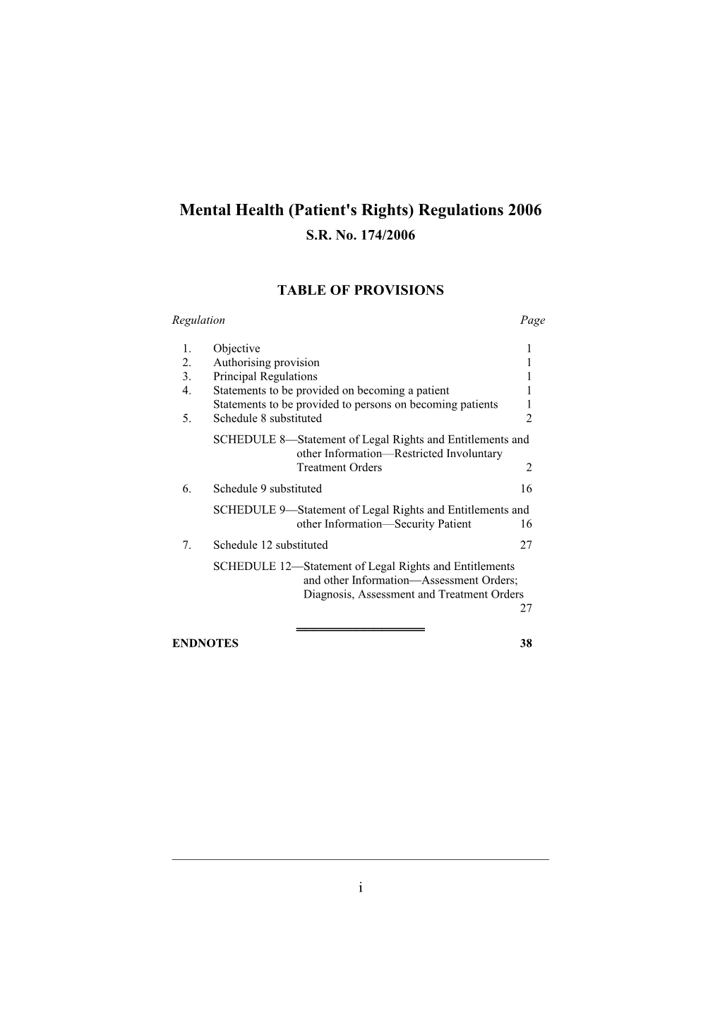Mental Health (Patient's Rights) Regulations 2006