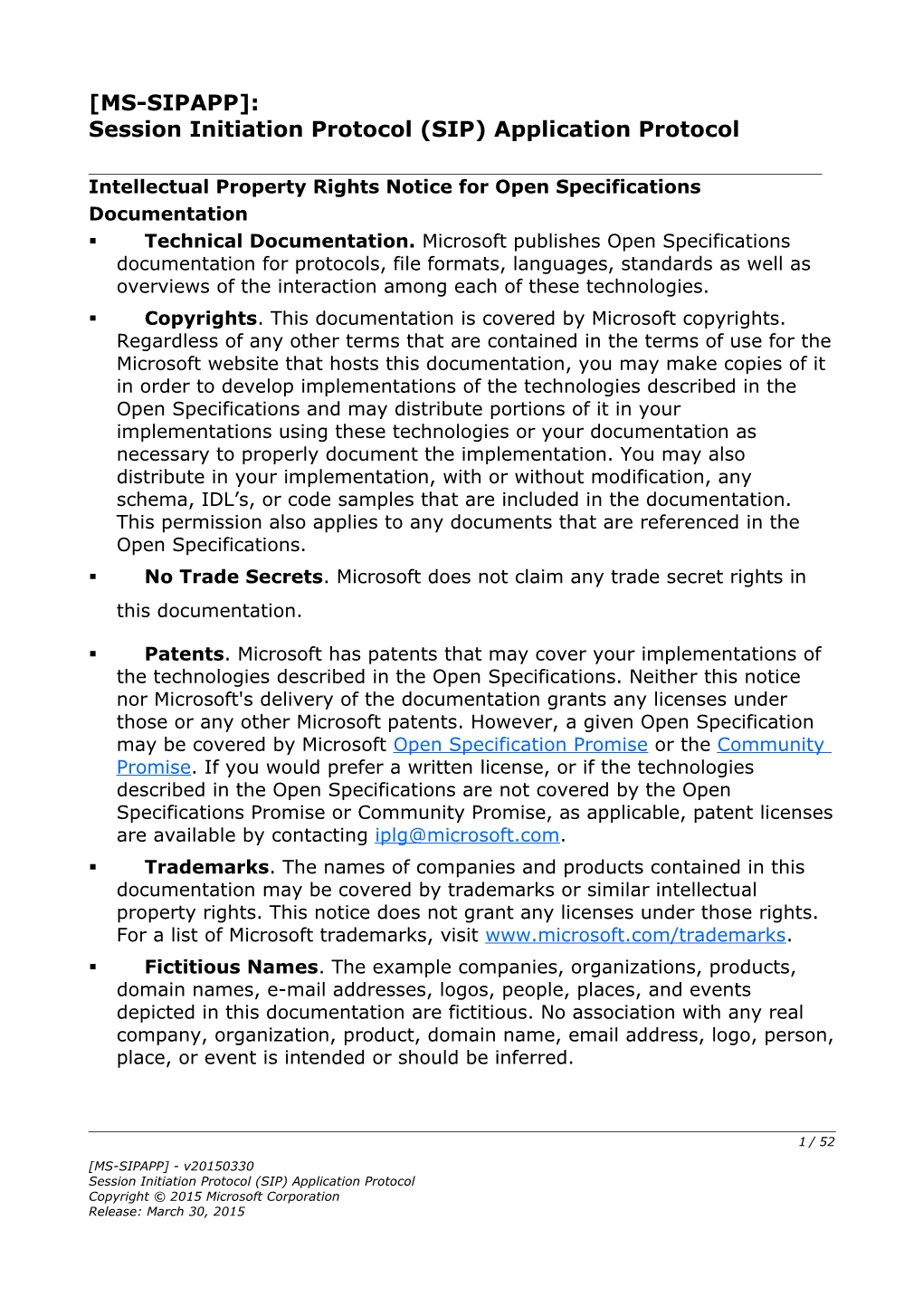 Session Initiation Protocol (SIP) Application Protocol