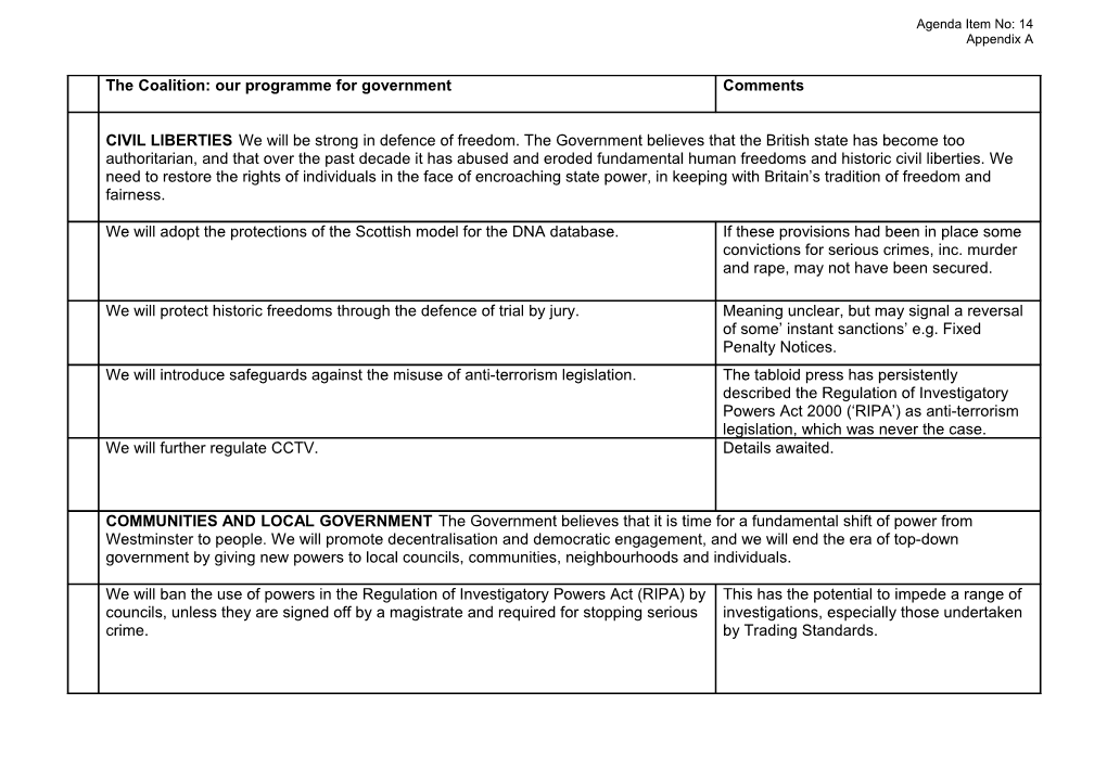 The Coalition: Our Programme for Government