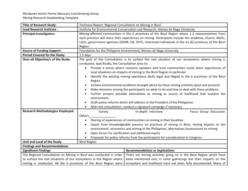 Mindanao Action Points Advocacy Coordinating Group