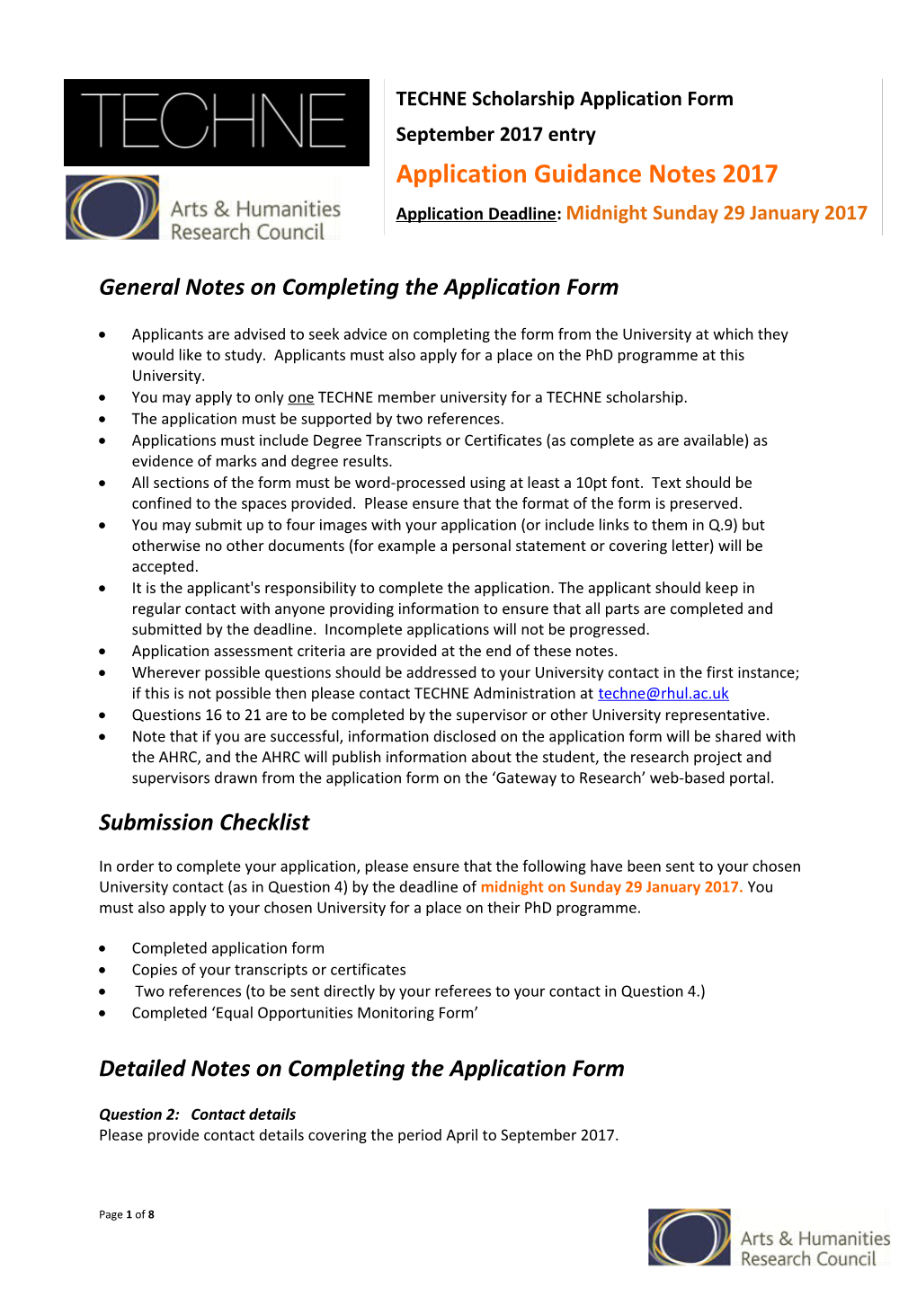Application for SE DTC Studentship 2012 - Notes on Completing the Form
