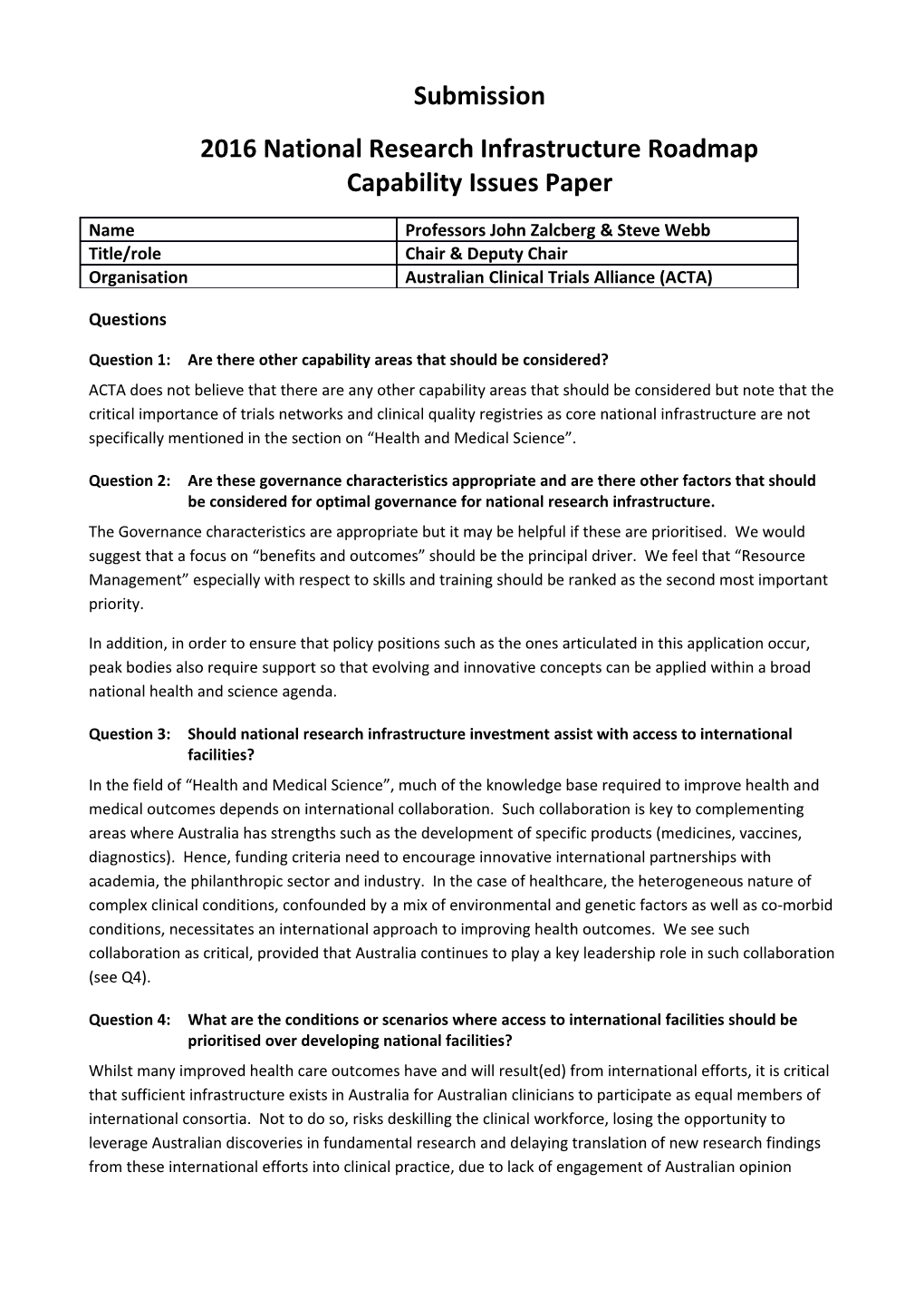 2016 National Research Infrastructure Roadmap Capability Issues Paper