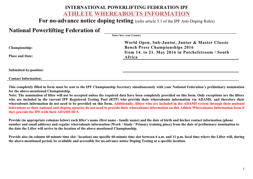 International Powerlifting Federation Ipf s1