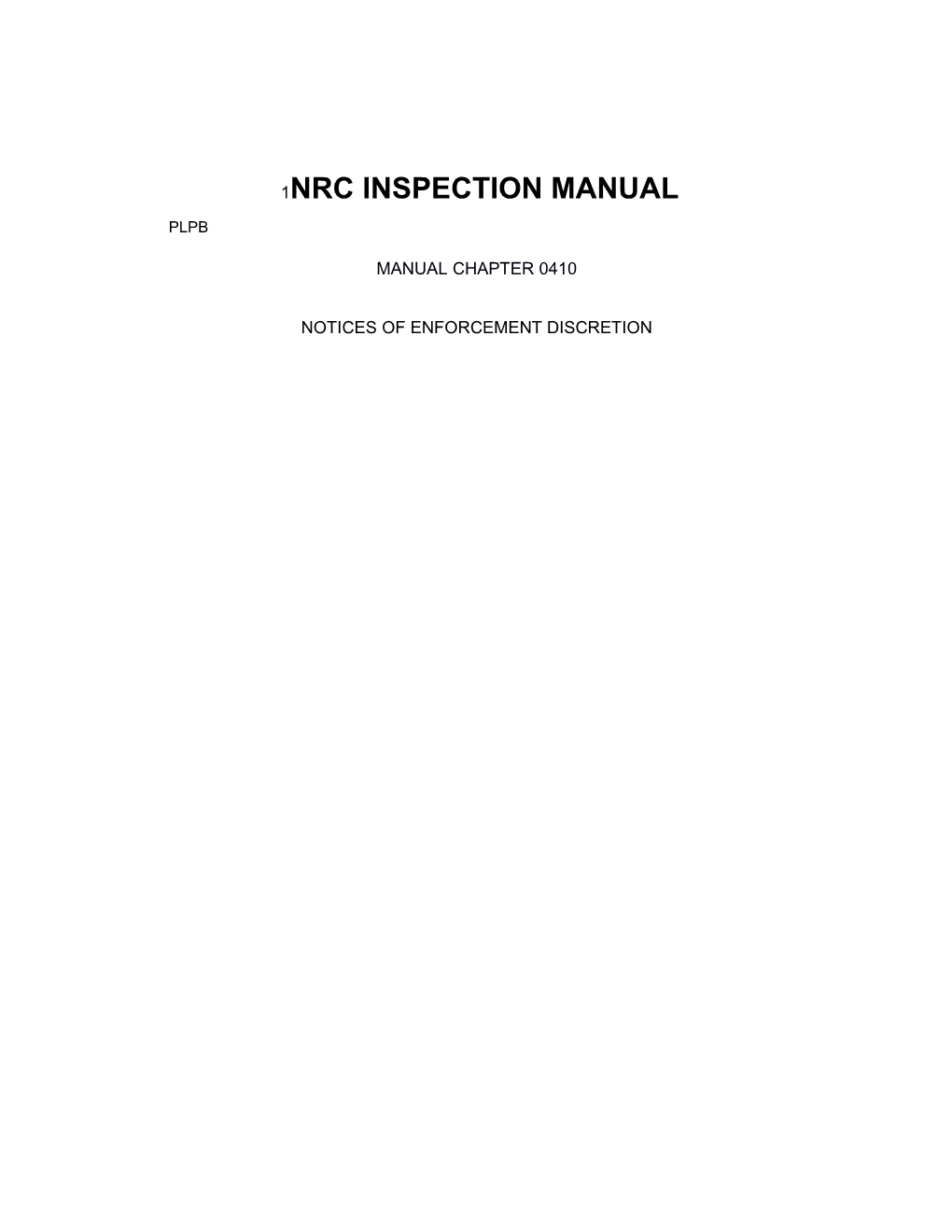 Nrc Inspection Manual Plpb