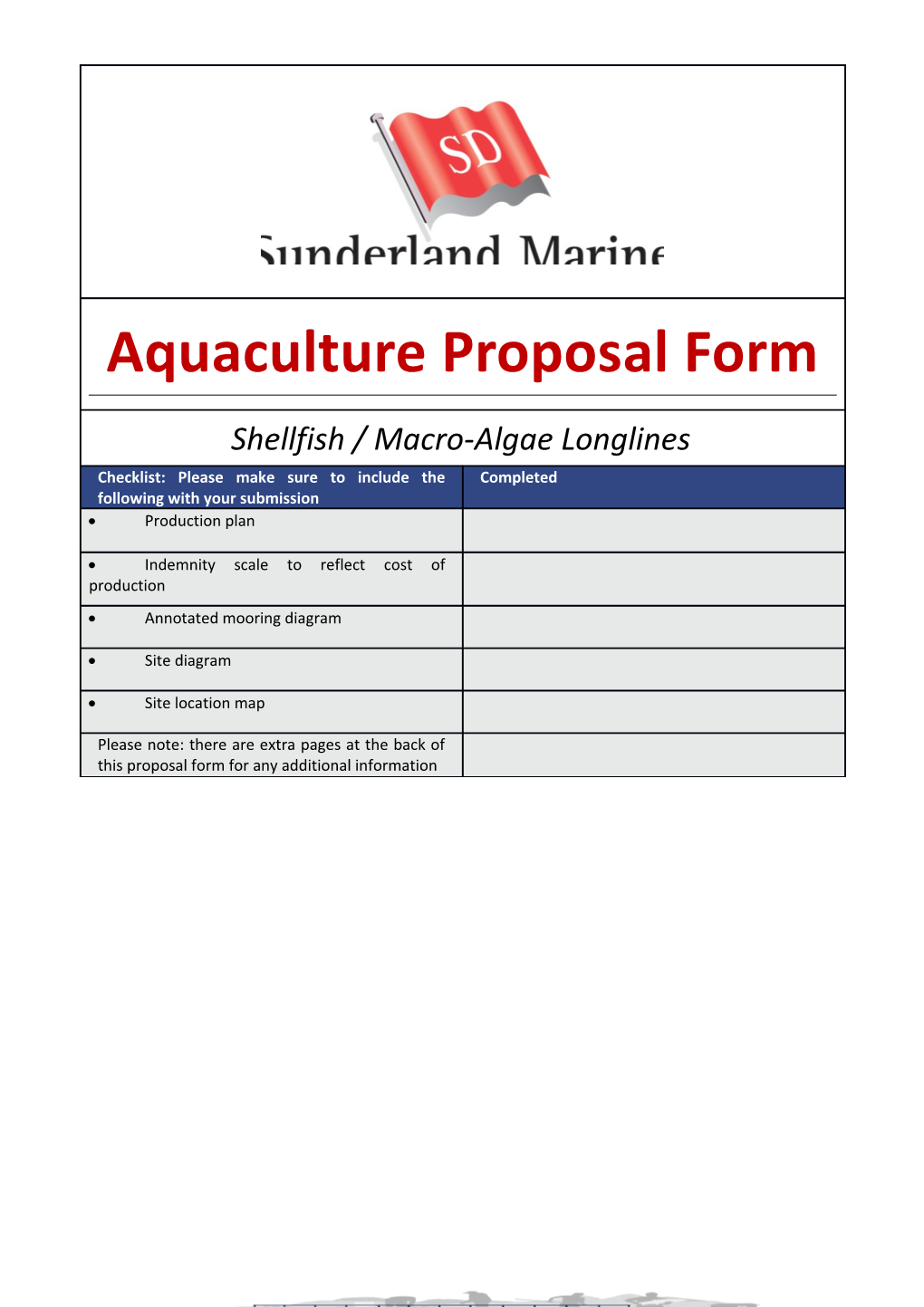 Aquaculture Proposal Form