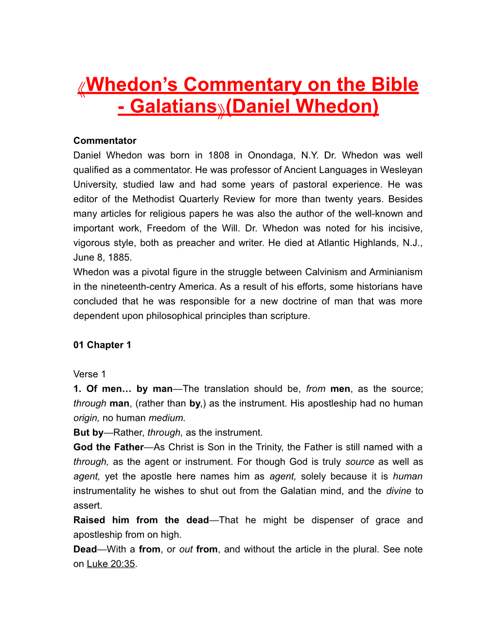 Whedon S Commentary on the Bible - Galatians (Daniel Whedon)