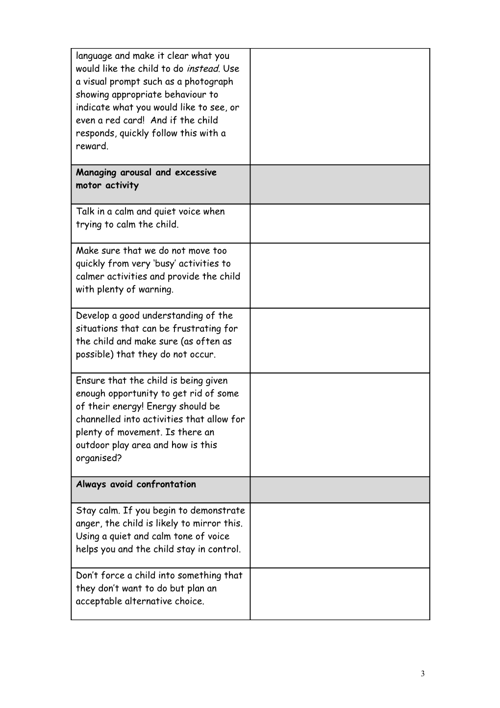 Checklist of Strategies