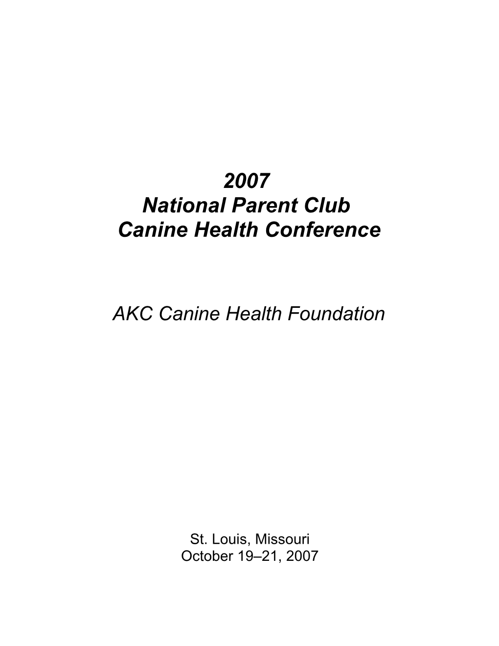 Canine Health Conference