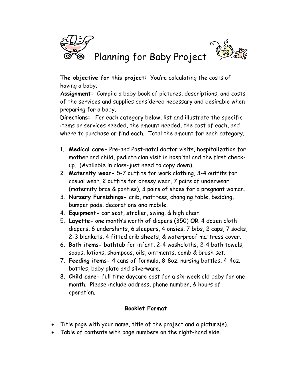Planning for Baby Project