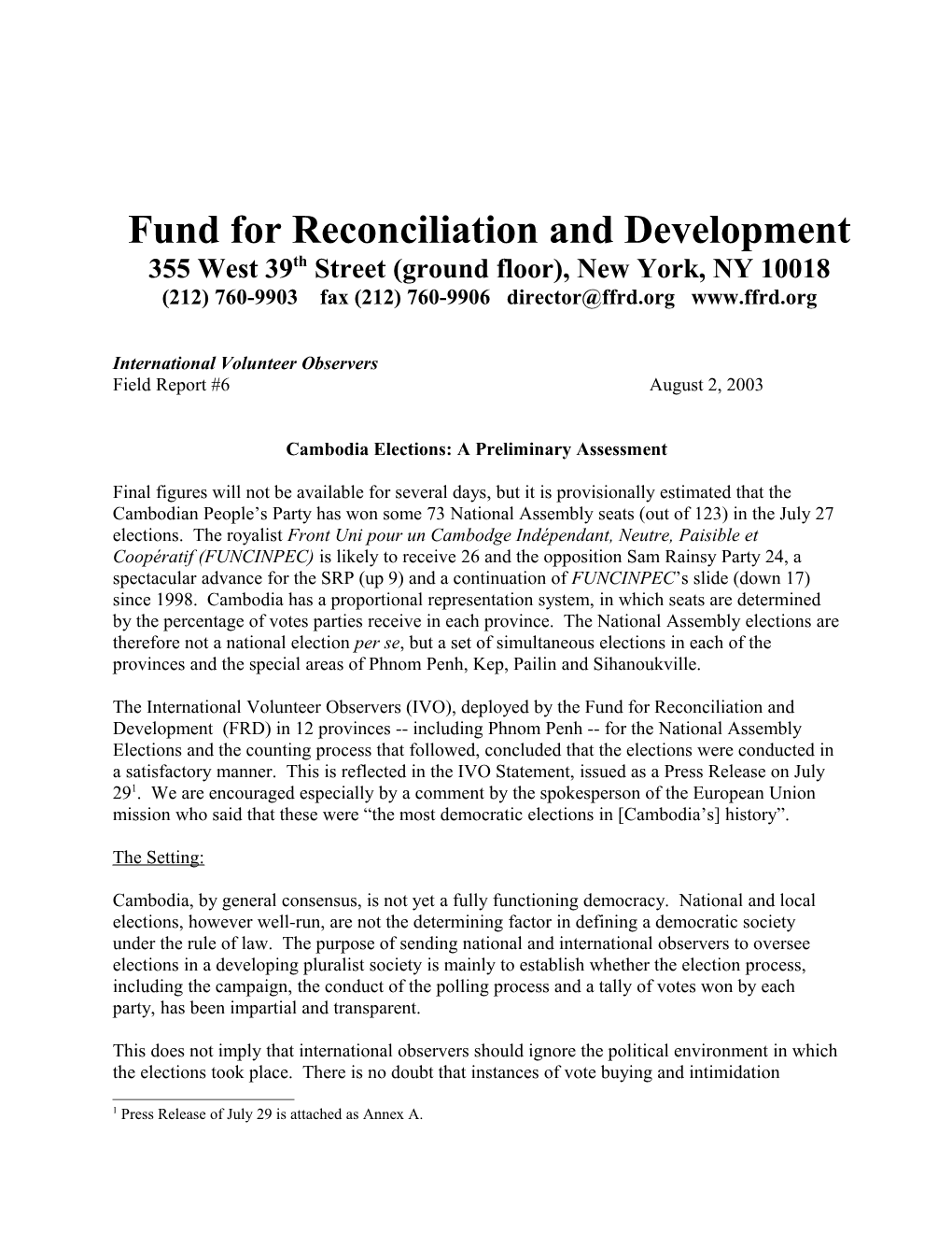 Fund for Reconciliation and Development