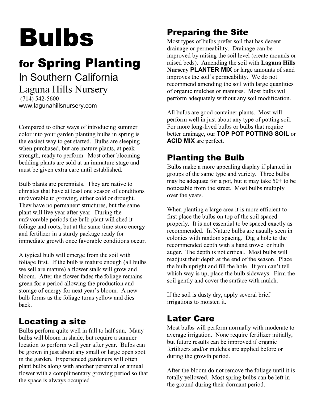 For Spring Planting