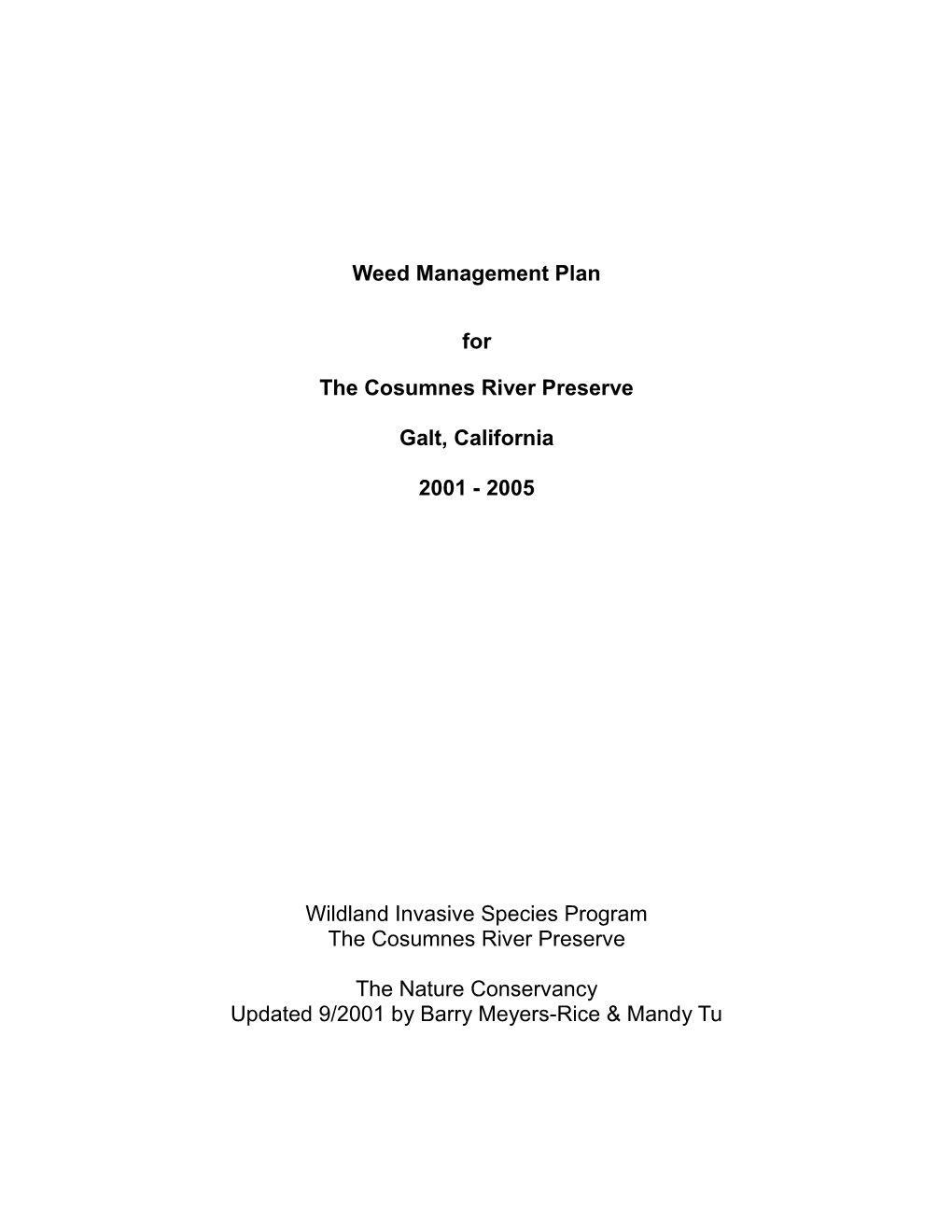 Site Weed Management Plan