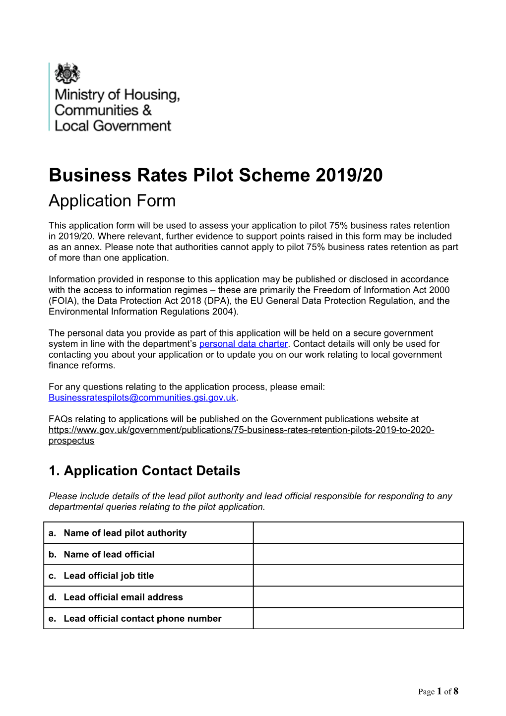 Finance Training Scheme - Application Form
