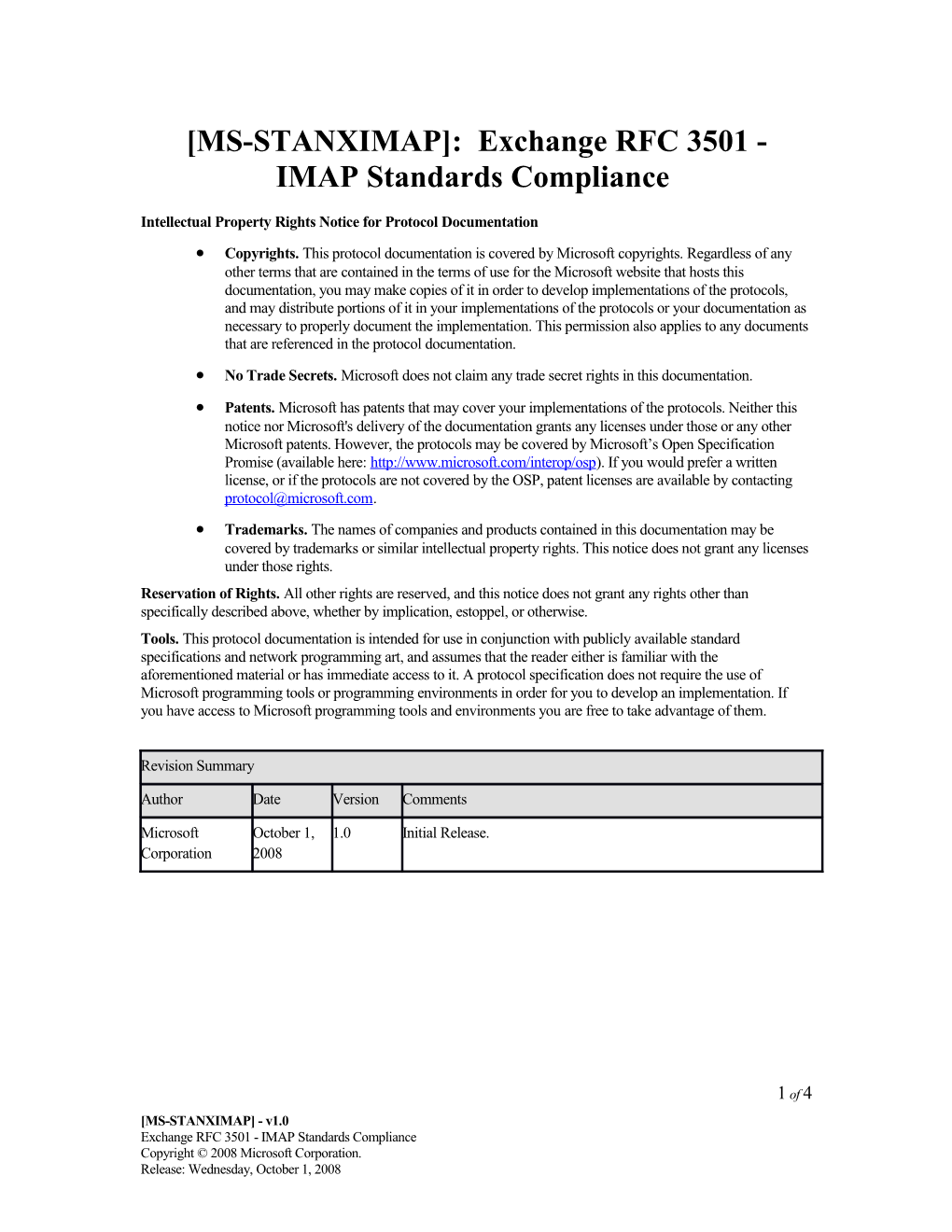 MS-STANXIMAP : Exchange RFC 3501 - IMAP Standards Compliance