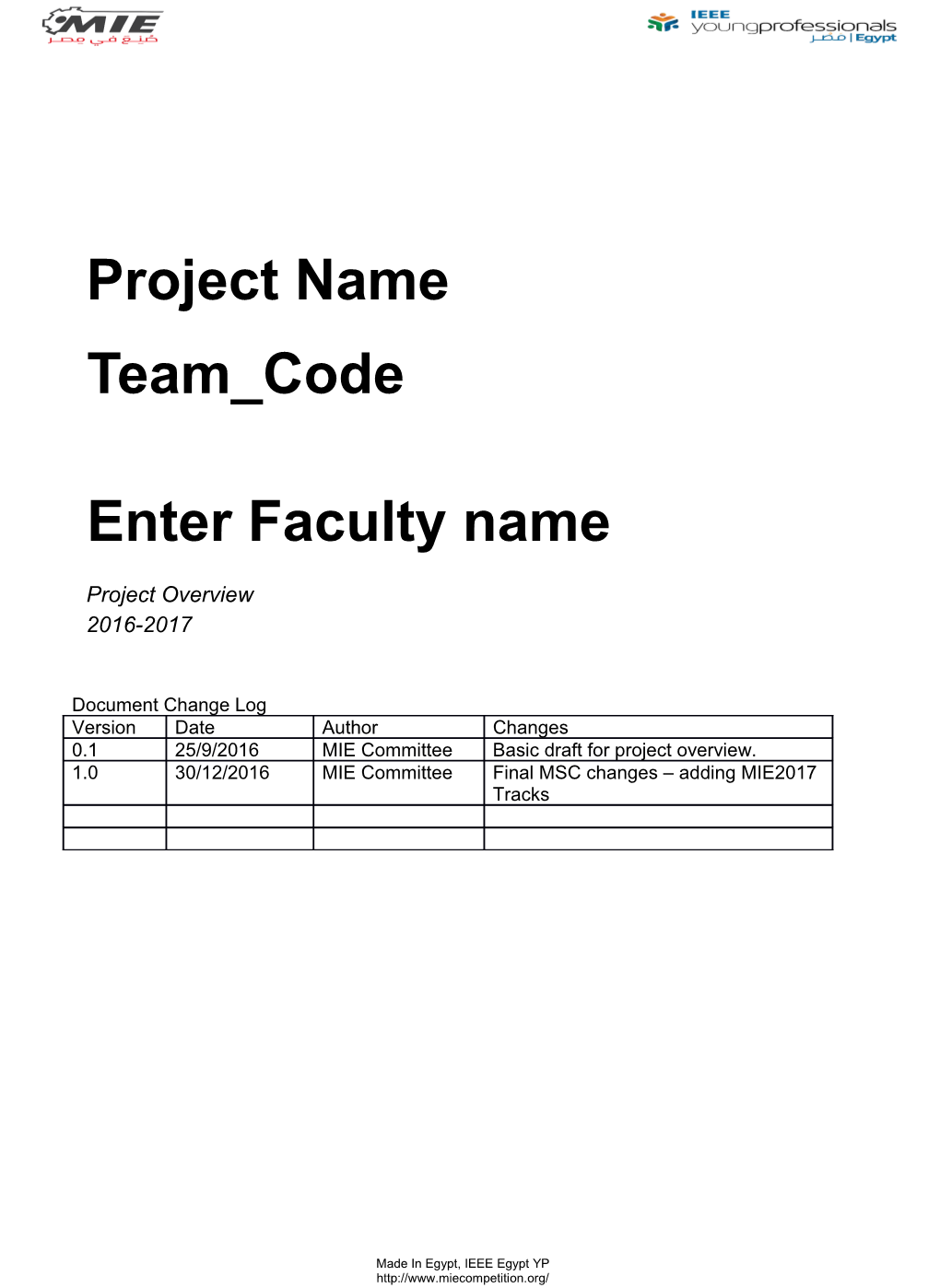 MIE 2016 Project Overview