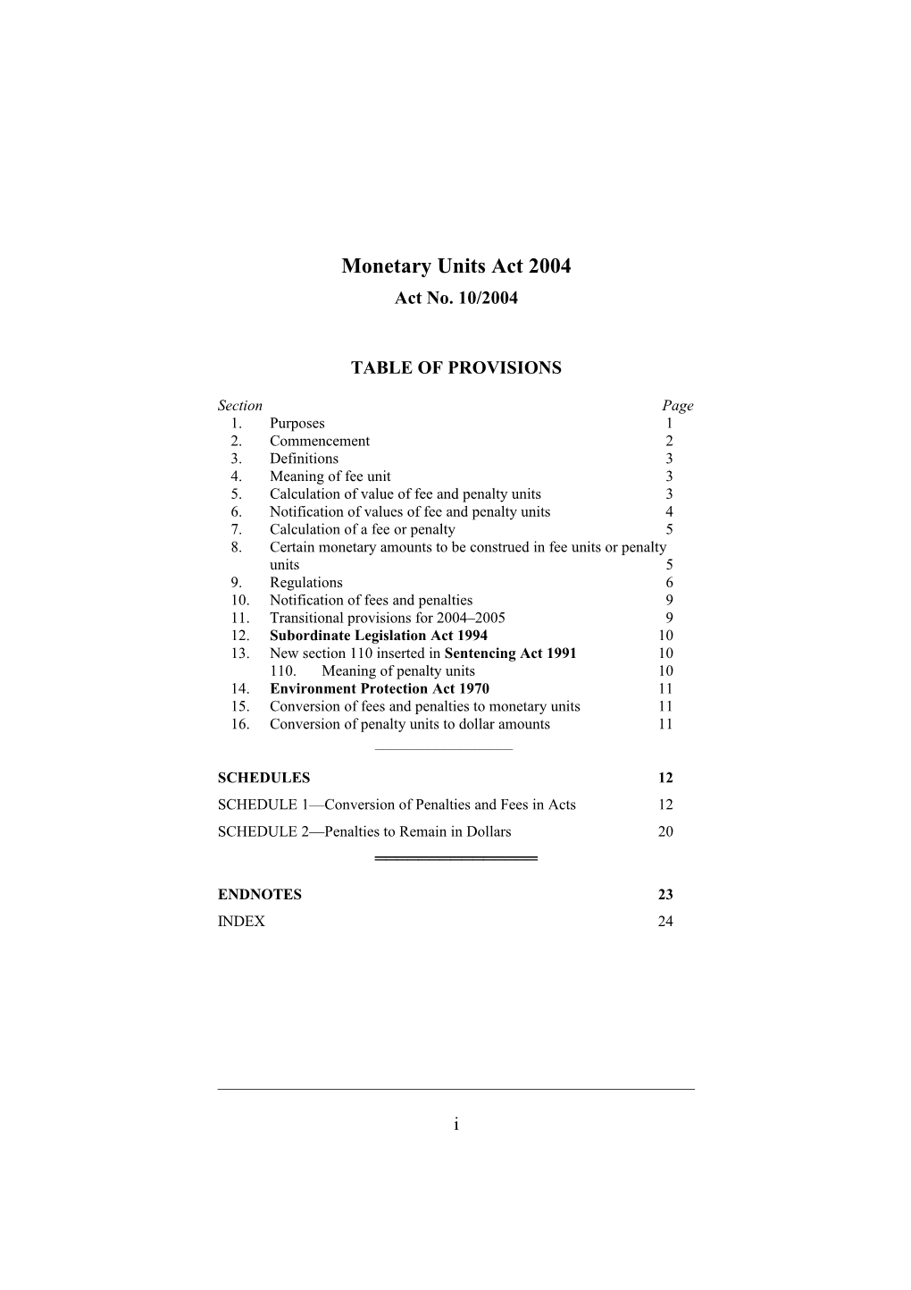 Monetary Units Act 2004