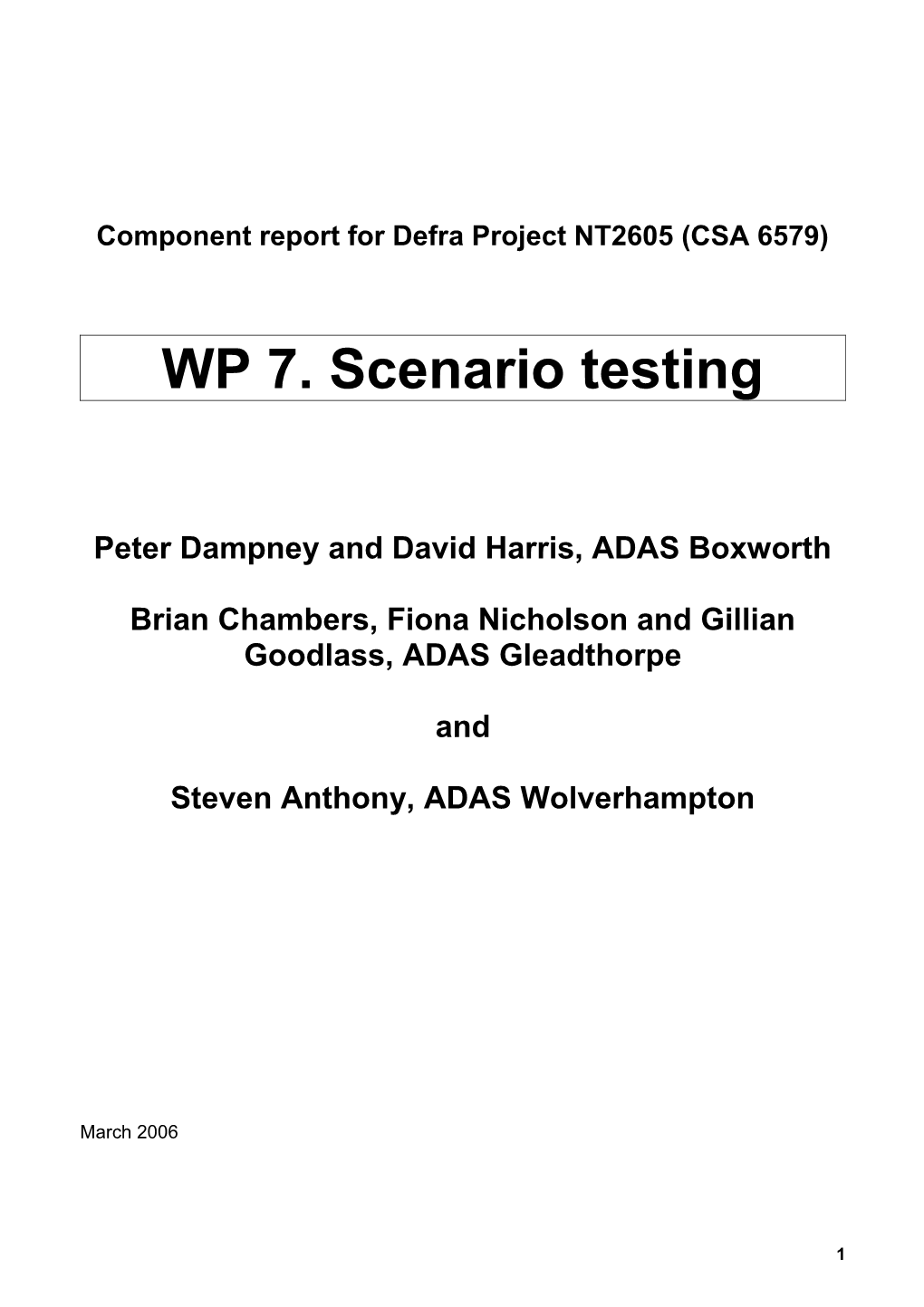 Report for Defra Project NT2601