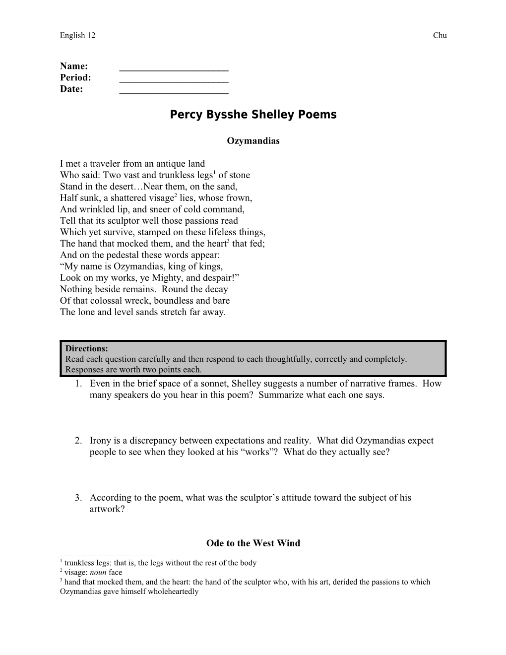 Percy Bysshe Shelley Poems