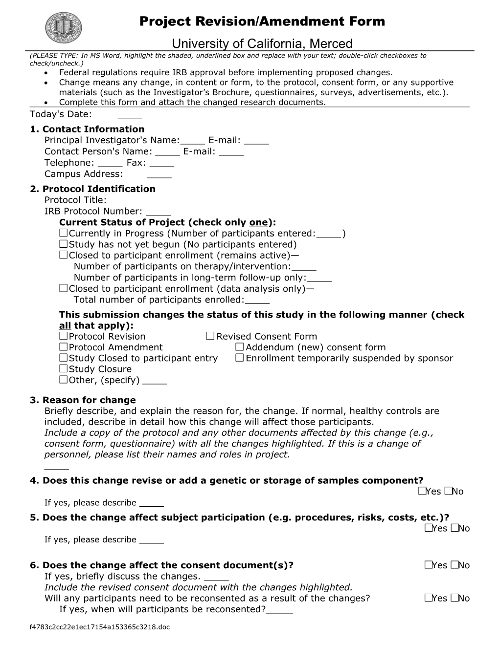 224 - Project Revision/Amendment Form s1