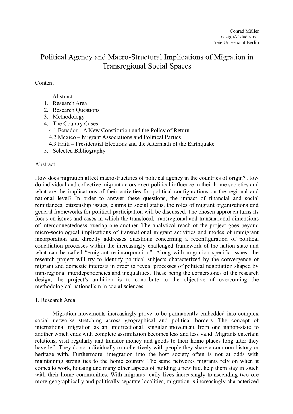 Political Agency and Macro-Structural Implications of Migration in Transregional Social Spaces