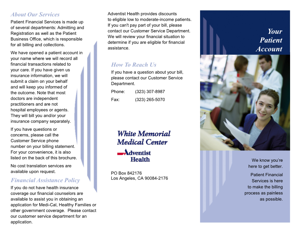 White Memorial Patient Financial Services Brochure
