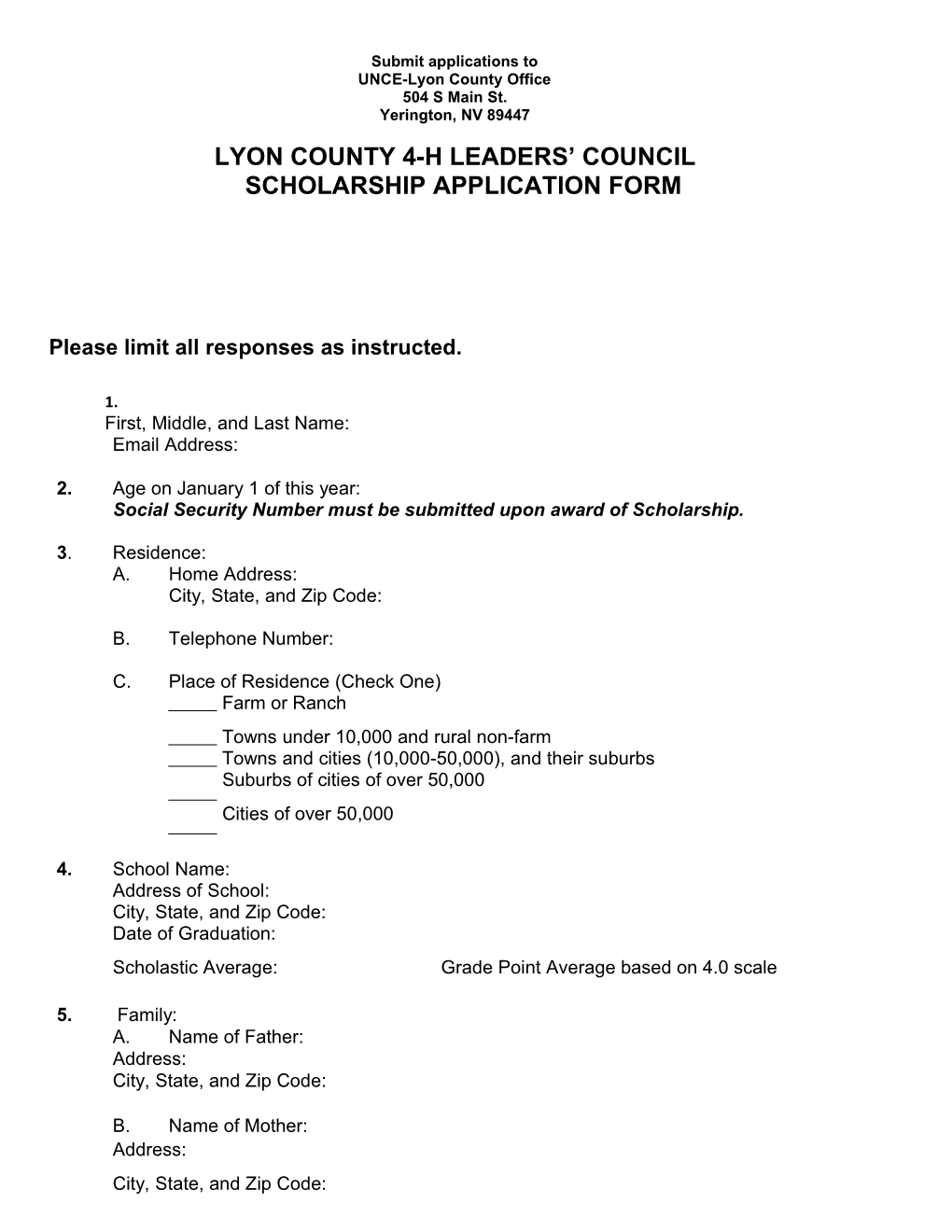 Applications Due Into the Extension Office by April 17, 2006