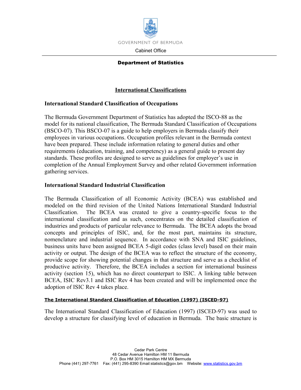 International Standard Classification of Occupations