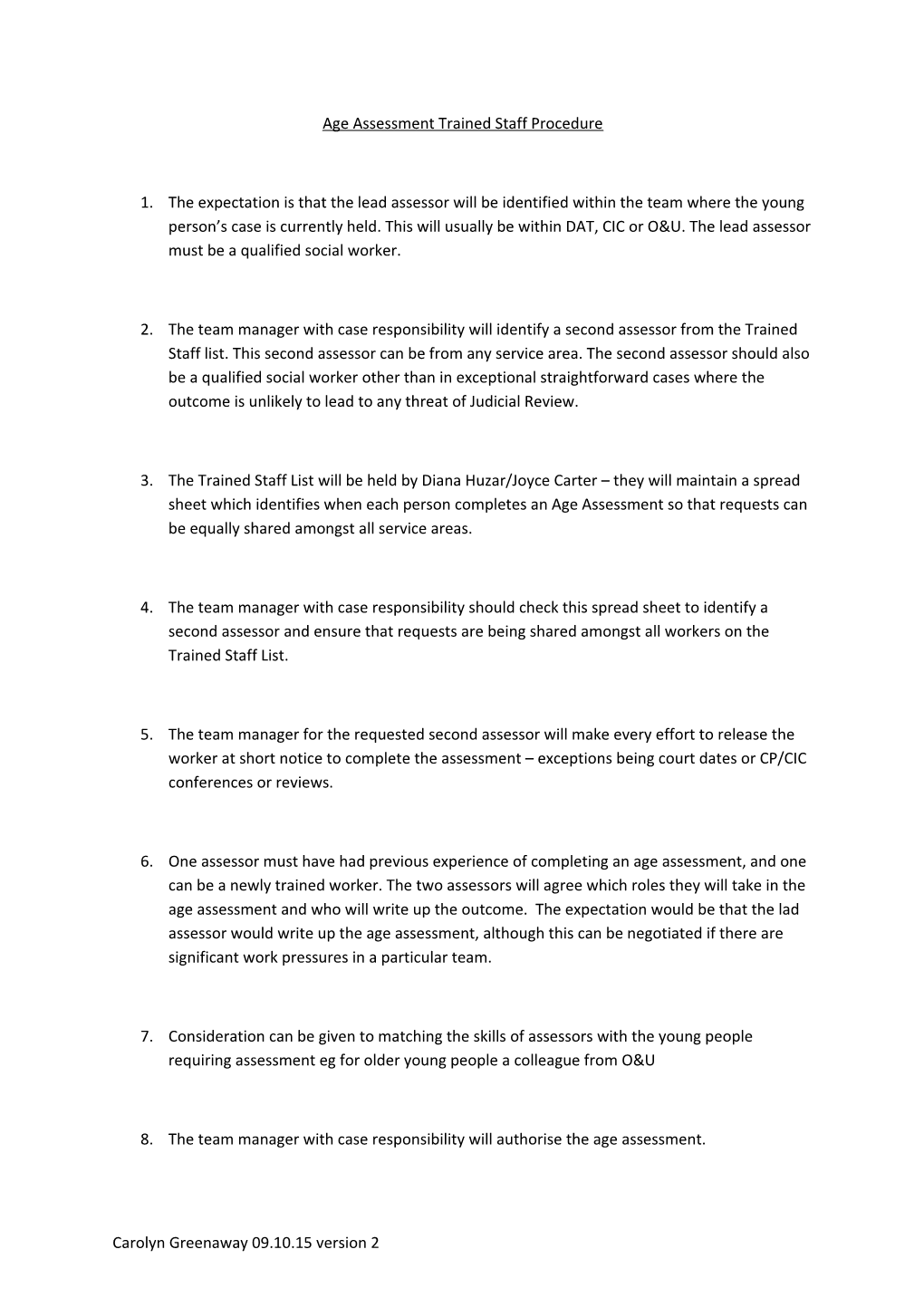 Age Assessment Trained Staff Procedure