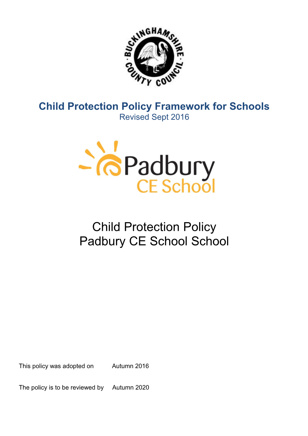 Child Protection Policy Framework for Schools