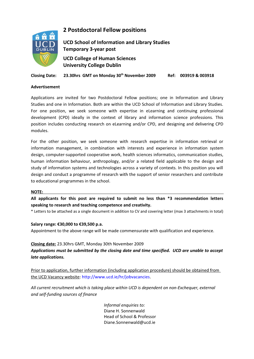 2 Postdoctoral Fellow Positions