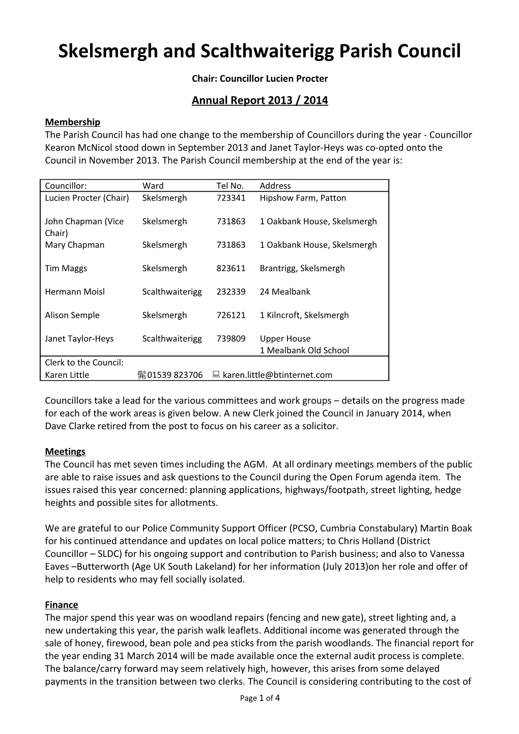 Skelsmergh and Scalthwaiterigg Parish Council