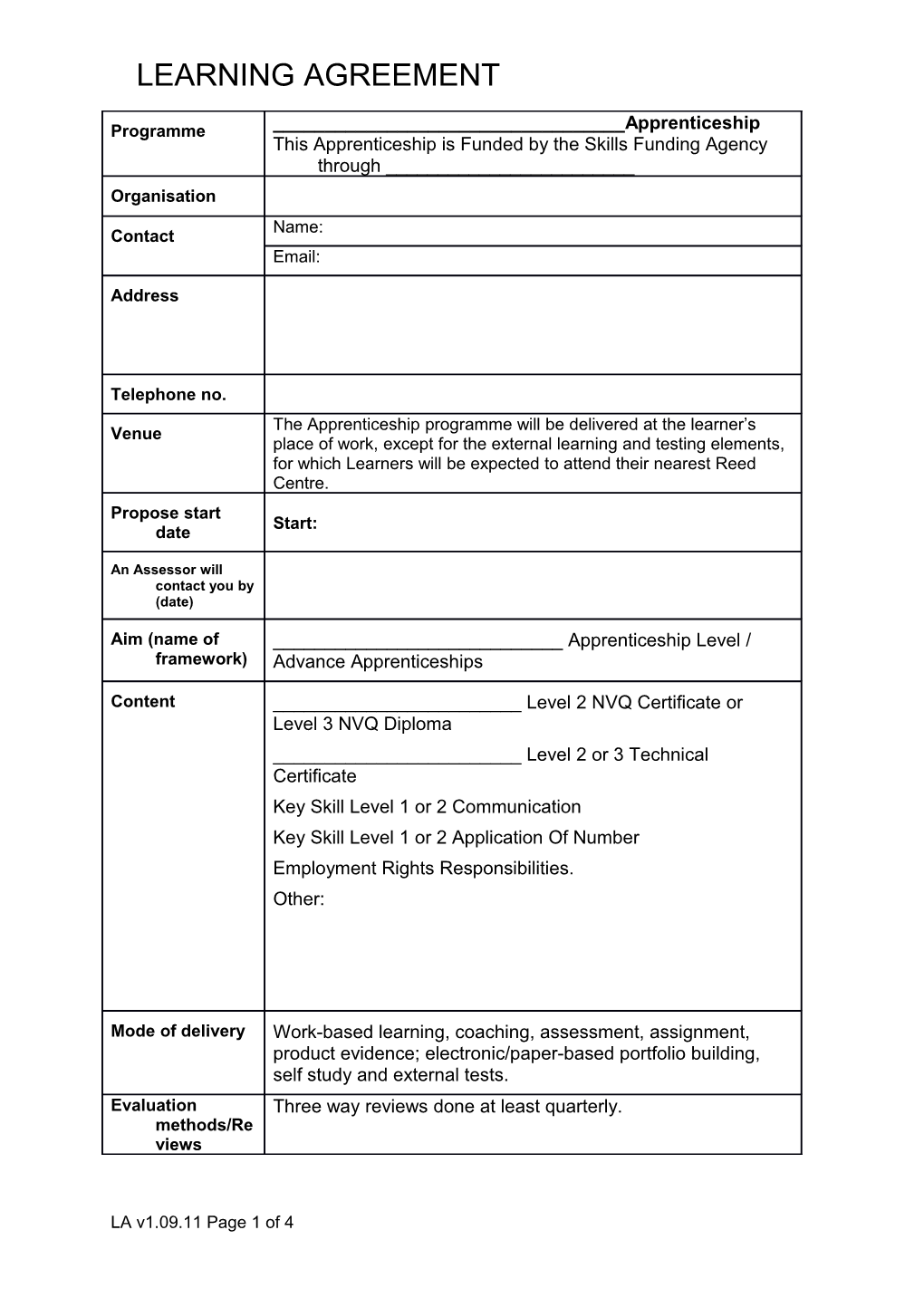 Service Level Agreement