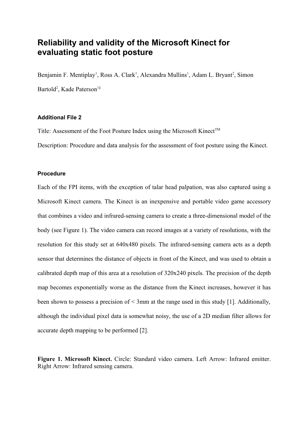 Reliability and Validity of the Microsoft Kinect for Evaluating Static Foot Posture