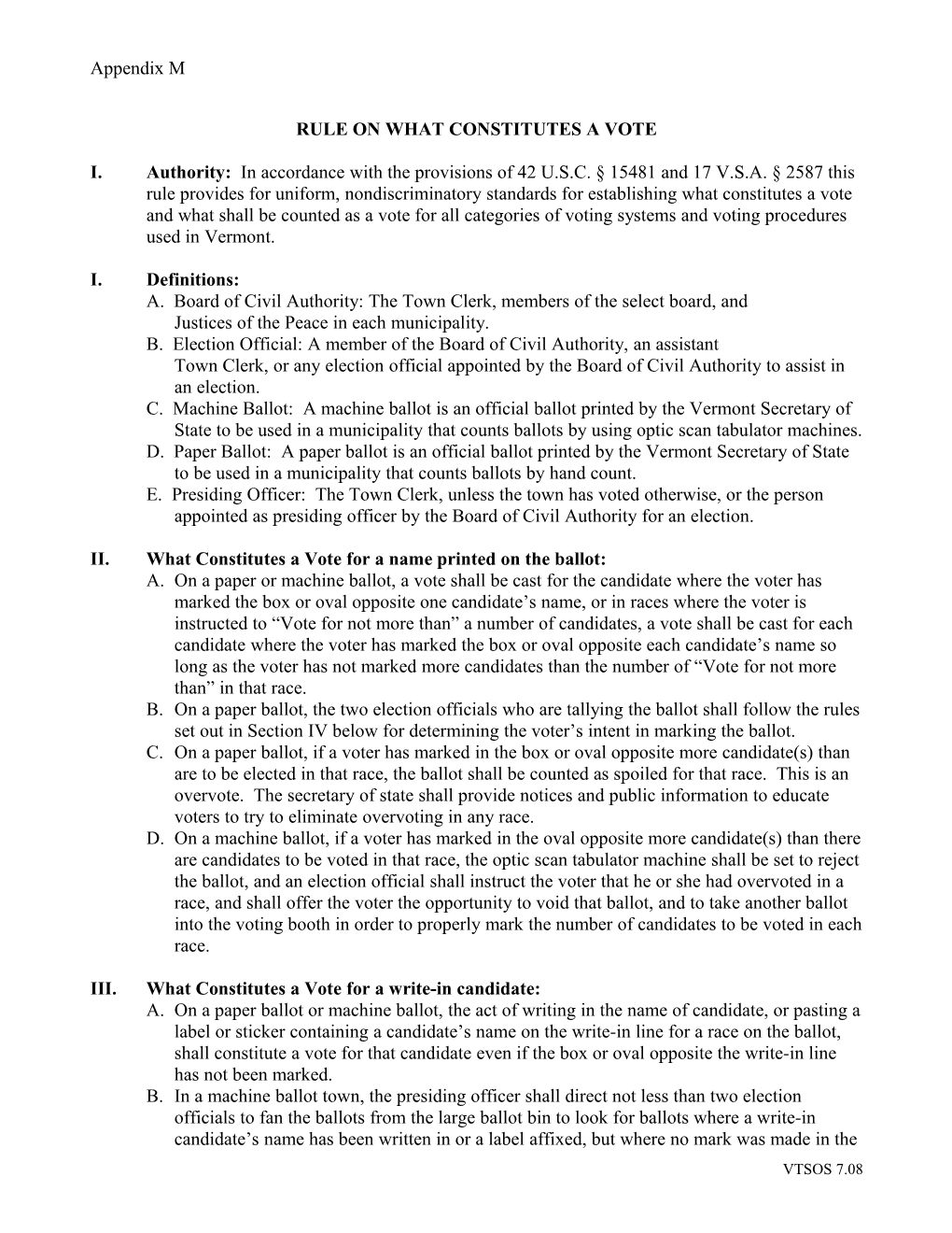 Rule on What Constitutes a Vote