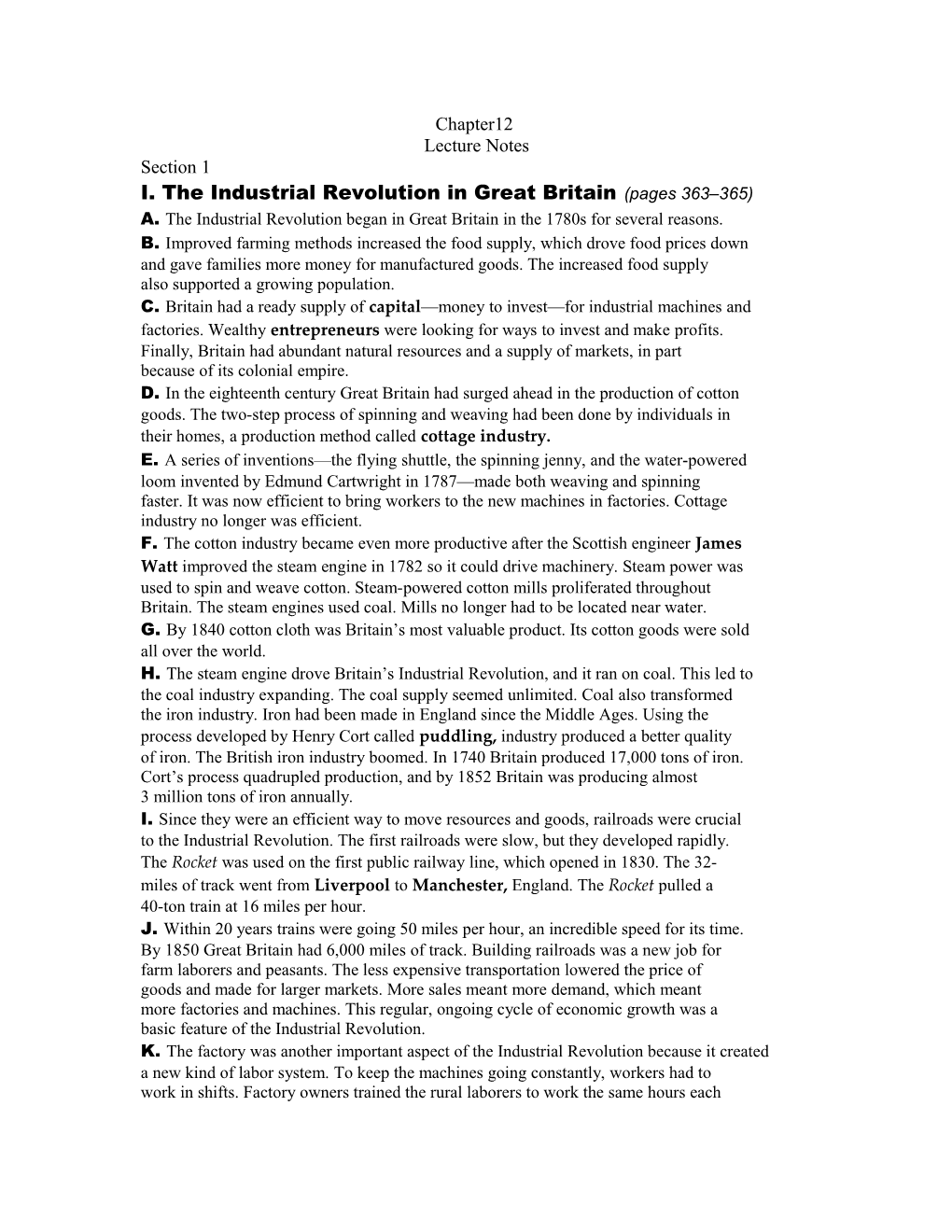 I. the Industrial Revolution in Great Britain (Pages 363 365)
