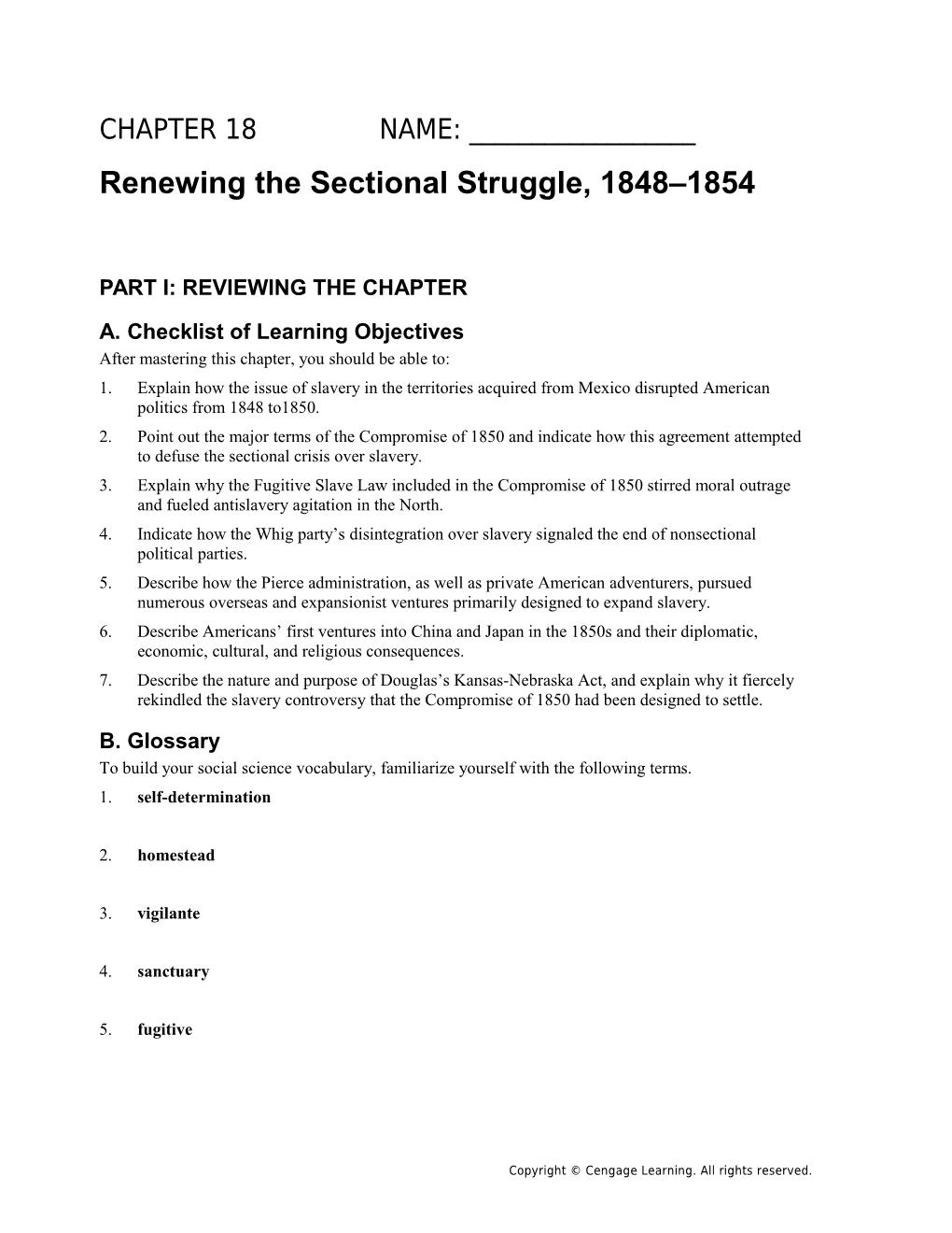 Renewing the Sectional Struggle, 1848 1854 s1