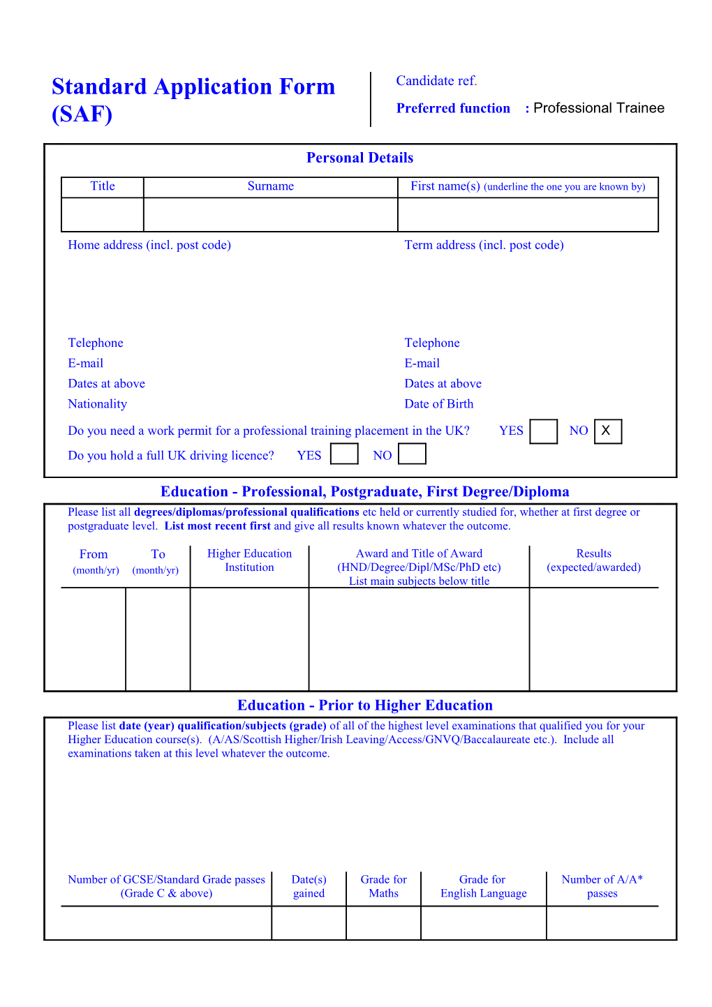 Standard Application Form s2