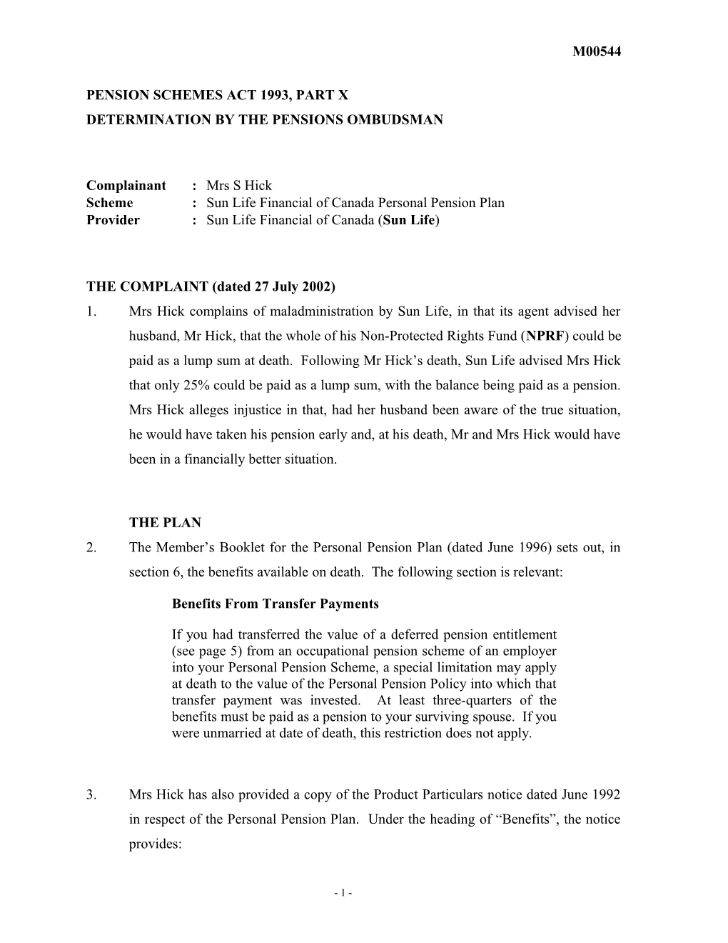 Pension Schemes Act 1993, Part X s1