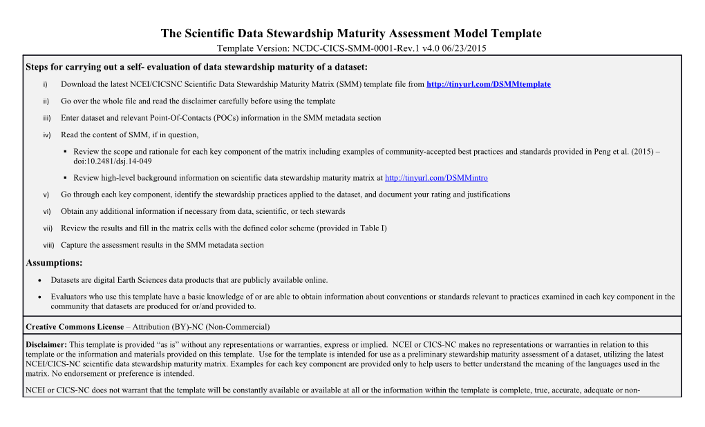 The Scientific Data Stewardship Maturity Assessment Model Template